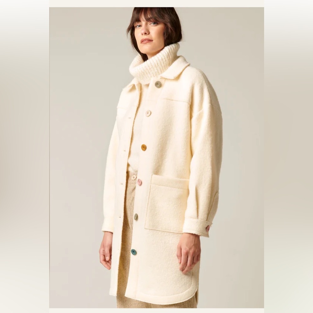 100% Boiled Wool Ellie Mae Nico Jacket Canadian Made Cream Shacket - Picture 4 of 12